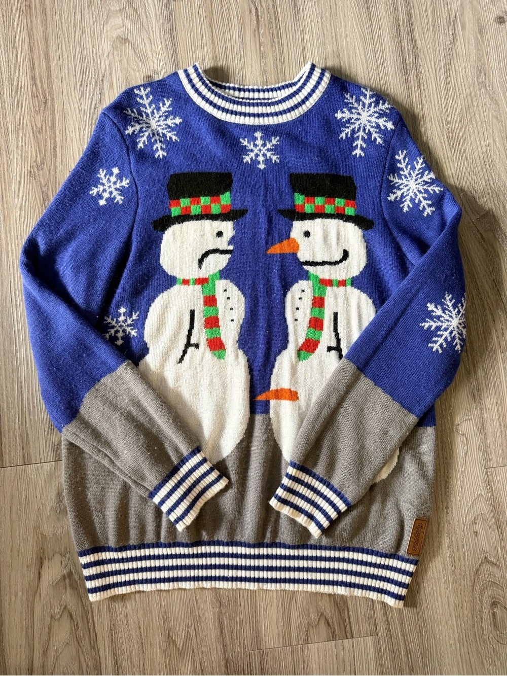 Tipsy Elves Blue and Gray Snowman Crewneck Sweater